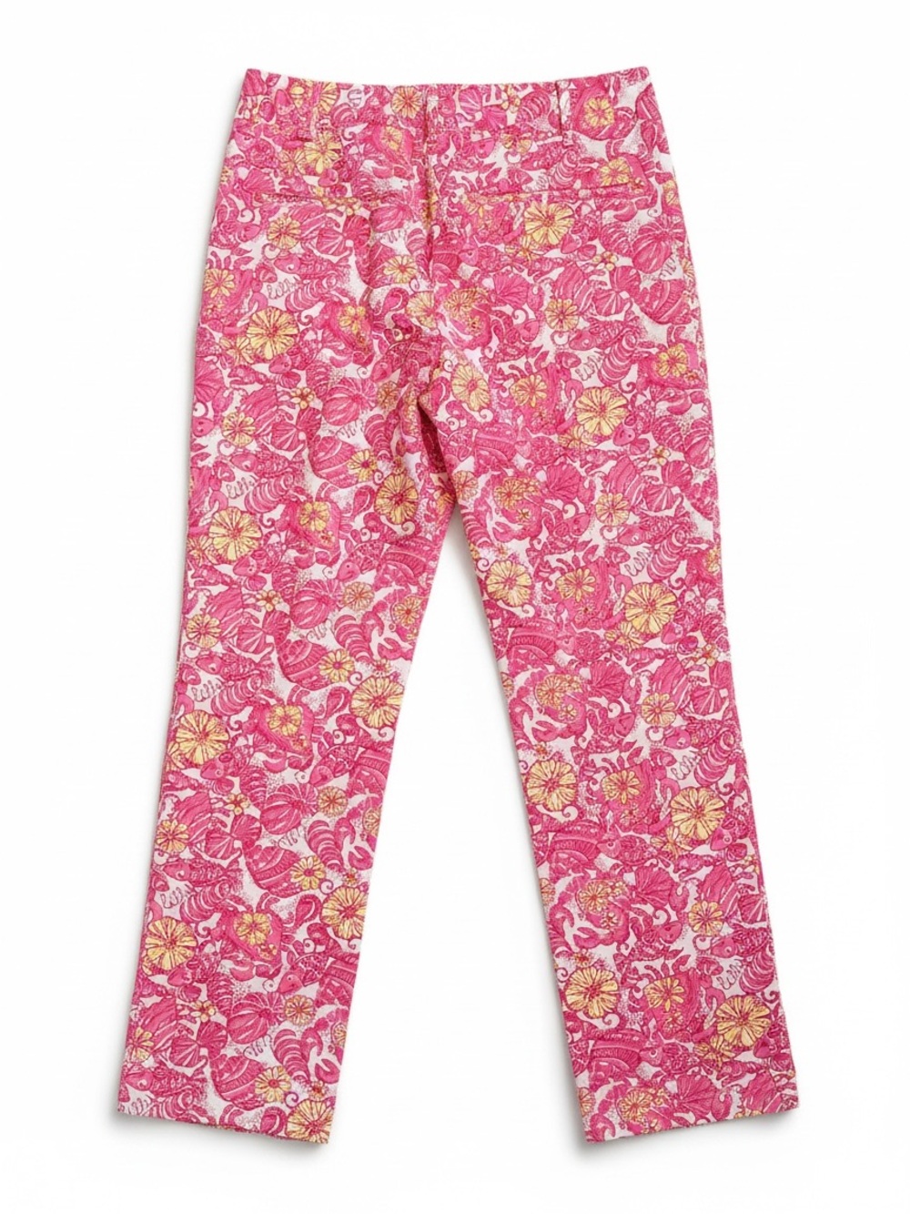 Lilly Pulitzer Whitney Roll Up Pants Womens 12 Pink Chum Bucket Print - Picture 3 of 8